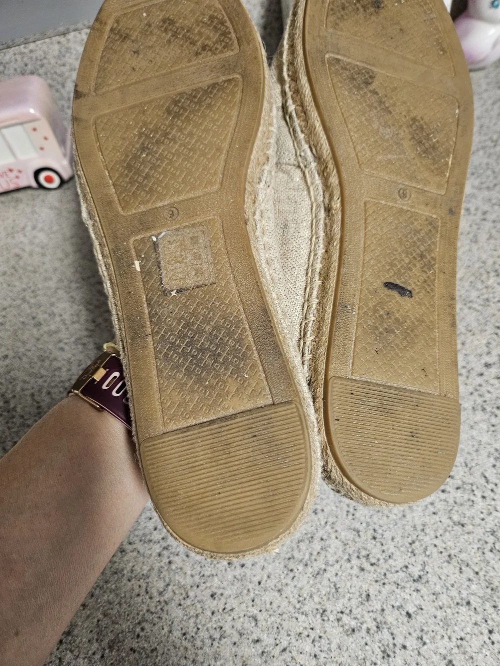 Tory Burch Beige Espadrille Flats with Leather Logo